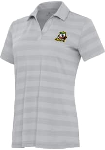 Antigua Oregon Ducks Womens Grey Tunnel Short Sleeve Polo Shirt