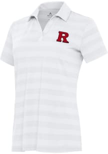 Womens Rutgers Scarlet Knights White Antigua Tunnel Short Sleeve Polo Shirt