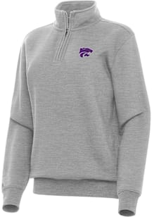 Antigua K-State Wildcats Womens Grey Victory Qtr Zip