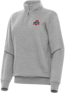 Antigua Ohio State Buckeyes Womens Grey Victory Qtr Zip