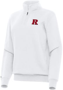 Womens Rutgers Scarlet Knights White Antigua Victory Qtr Zip