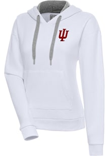 Antigua Indiana Hoosiers Womens White Victory Hooded Sweatshirt