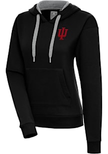 Antigua Indiana Hoosiers Womens Black Victory Hooded Sweatshirt