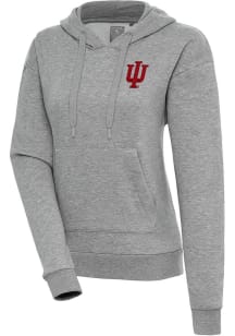 Womens Indiana Hoosiers Grey Antigua Victory Hooded Sweatshirt