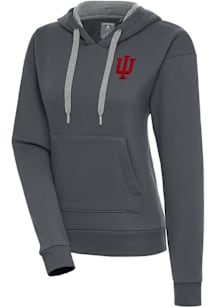 Antigua Indiana Hoosiers Womens Charcoal Victory Hooded Sweatshirt