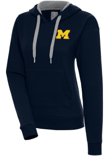 Womens Michigan Wolverines Navy Blue Antigua Victory Hooded Sweatshirt