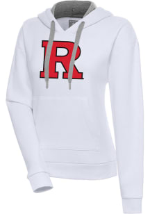 Womens Rutgers Scarlet Knights White Antigua Full Front Victory Hooded Sweatshirt