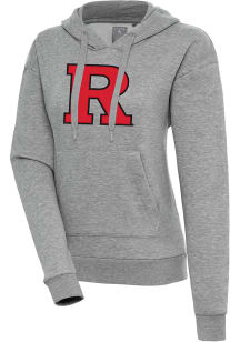 Womens Rutgers Scarlet Knights Grey Antigua Full Front Victory Hooded Sweatshirt