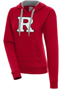 Womens Rutgers Scarlet Knights Red Antigua Full Front Victory Hooded Sweatshirt