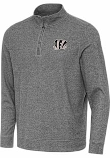 Antigua Cincinnati Bengals Mens Black Carbon Subtle Long Sleeve Qtr Zip Pullover