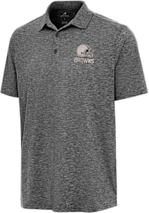 Antigua Cleveland Browns Mens Black Carbon Par 3 Short Sleeve Polo