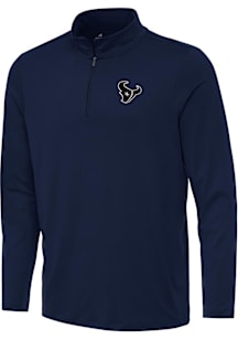 Antigua Houston Texans Mens Navy Blue Carbon Reprocess Recycled Long Sleeve Qtr Zip Pullover