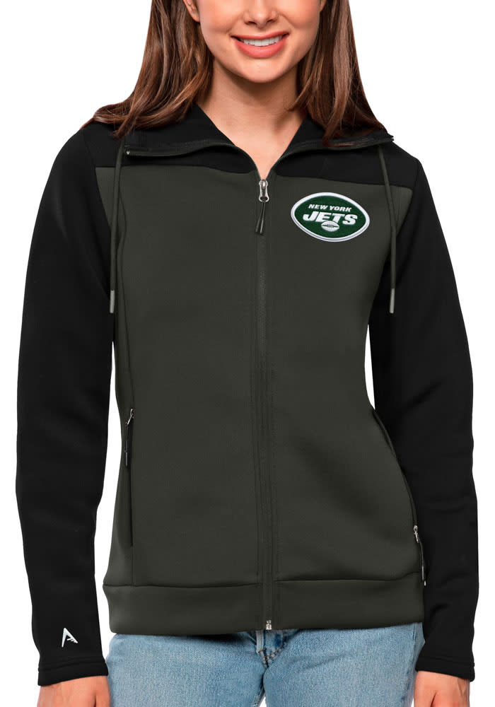 Antigua New York Jets Black Legacy Long Sleeve Full Zip Jacket, Black, 100% POLYESTER, Size S, Rally House