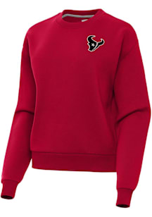 Antigua Houston Texans Womens Red Carbon Victory Crew Sweatshirt