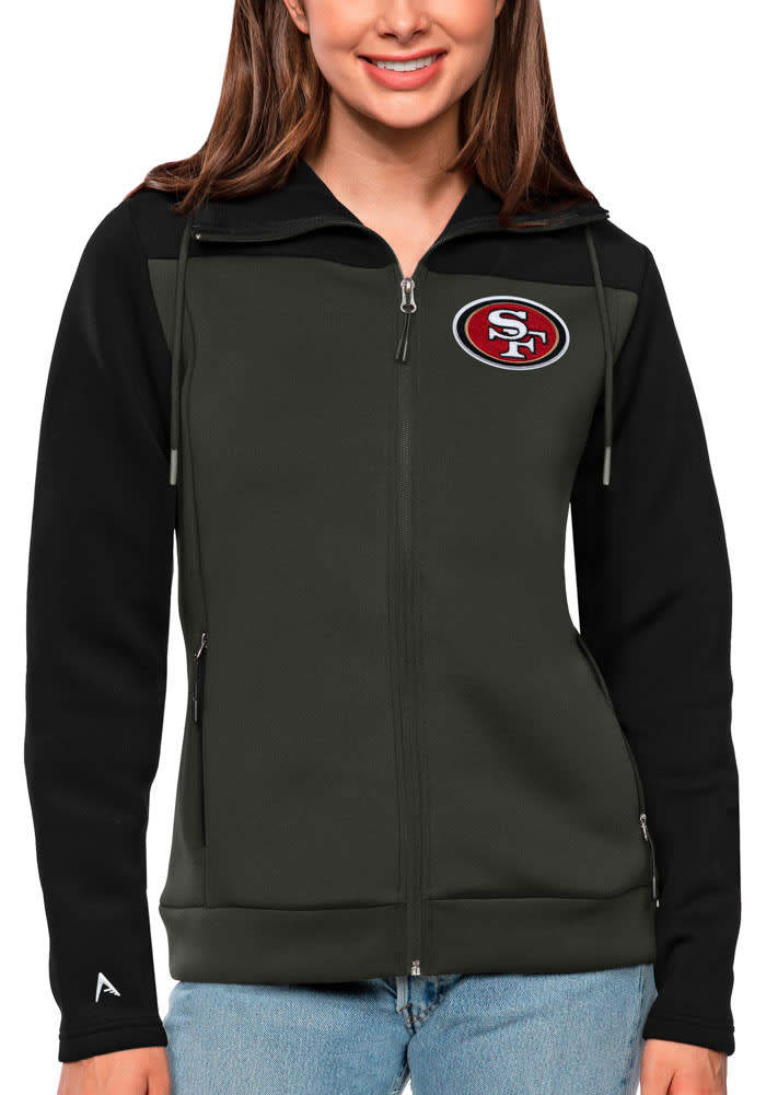 Antigua San Francisco 49ers Black Legacy Long Sleeve Full Zip Jacket, Black, 100% POLYESTER, Size M, Rally House