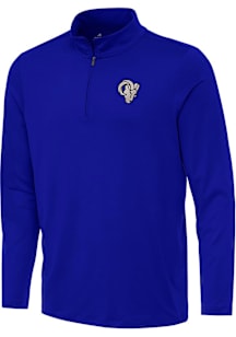 Antigua Los Angeles Rams Mens Blue Carbon Reprocess Recycled Long Sleeve Qtr Zip Pullover