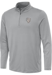 Antigua Los Angeles Rams Mens Grey Carbon Reprocess Recycled Long Sleeve Qtr Zip Pullover
