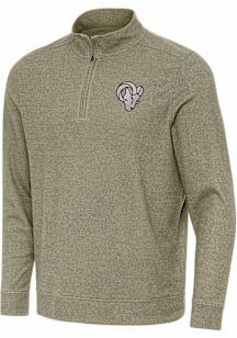 Antigua Los Angeles Rams Mens Olive Carbon Subtle Long Sleeve Qtr Zip Pullover
