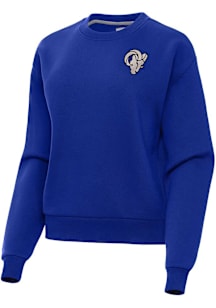 Antigua Los Angeles Rams Womens Blue Carbon Victory Crew Sweatshirt