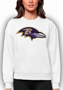 Antigua Baltimore Ravens Womens White Victory Crew Sweatshirt