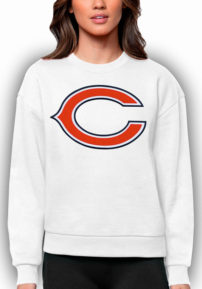 Antigua Chicago Bears Women's White Victory Crew Sweatshirt, White, 65% Cotton / 35% POLYESTER, Size S, Rally House