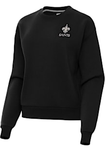 Antigua New Orleans Saints Womens Black Carbon Victory Crew Sweatshirt