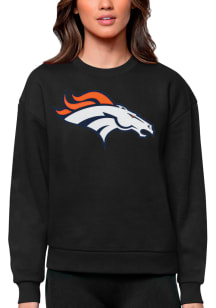 Antigua Denver Broncos Womens Black Victory Crew Sweatshirt