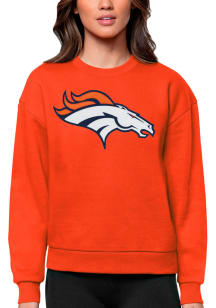 Antigua Denver Broncos Womens Orange Victory Crew Sweatshirt
