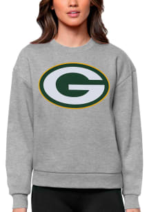 Antigua Green Bay Packers Womens Grey Victory Crew Sweatshirt