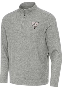 Antigua Tampa Bay Buccaneers Mens Grey Carbon Subtle Long Sleeve Qtr Zip Pullover