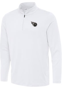 Antigua Tennessee Titans Mens White Carbon Reprocess Recycled Long Sleeve Qtr Zip Pullover