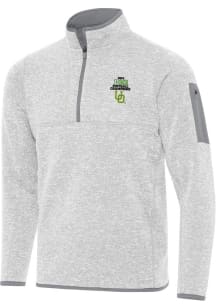 Mens Oregon Ducks Grey Antigua 2024 Big Ten Football Champions Fortune Qtr Zip Fashion Pullover