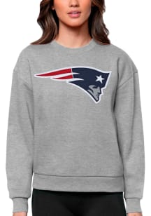 Antigua New England Patriots Womens Grey Victory Crew Sweatshirt