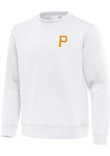 Antigua Pittsburgh Pirates Mens White Relevant Long Sleeve Crew Sweatshirt