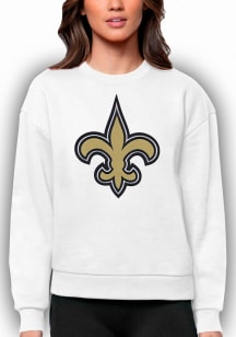 Antigua New Orleans Saints Womens White Victory Crew Sweatshirt