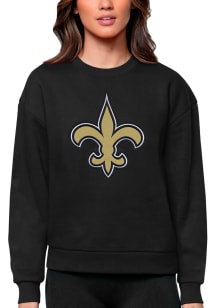 Antigua New Orleans Saints Womens Black Victory Crew Sweatshirt