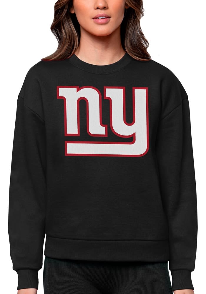 Antigua New York Giants Women's Black Victory Crew Sweatshirt, Black, 65% Cotton / 35% POLYESTER, Size S, Rally House