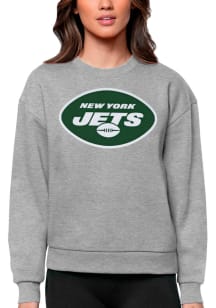 Antigua New York Jets Womens Grey Victory Crew Sweatshirt