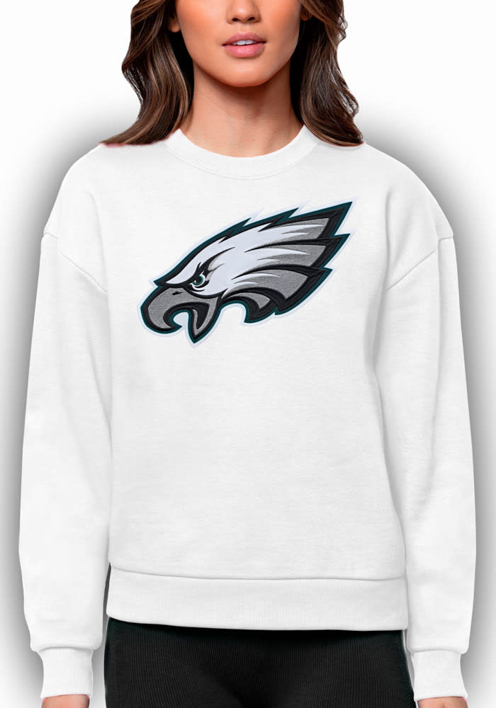 Antigua Philadelphia Eagles Women's Khaki Victory Crew Sweatshirt, Khaki, 65% Cotton / 35% POLYESTER, Size S, Rally House