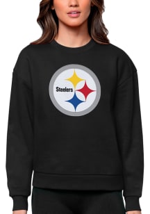 Antigua Pittsburgh Steelers Womens Black Victory Crew Sweatshirt