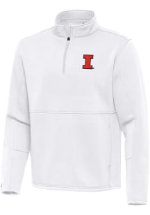 Mens Illinois Fighting Illini White Antigua Twist Qtr Zip Pullover