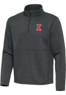 Mens Illinois Fighting Illini Grey Antigua Twist Qtr Zip Pullover