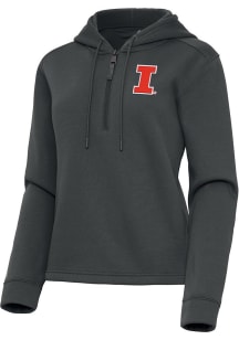 Womens Illinois Fighting Illini Grey Antigua Contemporary Qtr Zip