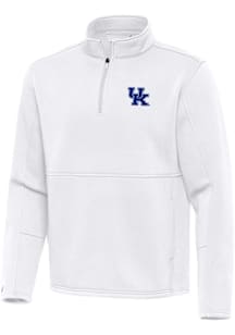 Antigua Kentucky Wildcats Mens White Twist Long Sleeve Qtr Zip Pullover
