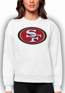 Antigua San Francisco 49ers Womens White Victory Crew Sweatshirt