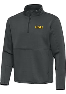 Antigua LSU Tigers Mens Grey Twist Long Sleeve Qtr Zip Pullover