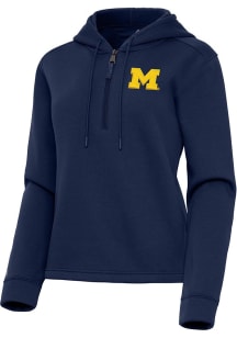 Womens Michigan Wolverines Navy Blue Antigua Contemporary Qtr Zip