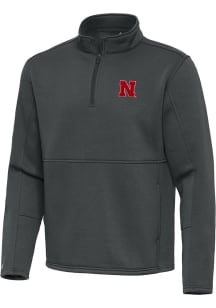 Mens Nebraska Cornhuskers Grey Antigua Twist Qtr Zip Pullover