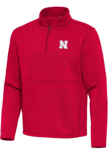 Mens Nebraska Cornhuskers Red Antigua Twist Qtr Zip Pullover