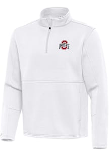 Antigua Ohio State Buckeyes Mens White Twist Long Sleeve Qtr Zip Pullover